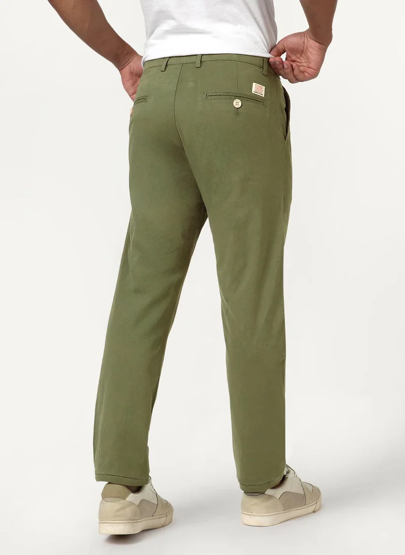 Urbano Fashion  Urbano Fashion Men's Light Olive Straight Fit Mid Rise Cotton Casual Chinos Trousers Stretch for Men | Best Price UAE